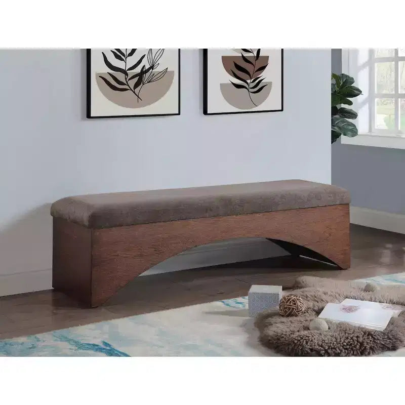 Meridian Furniture, Banc en Tissu Velours Poil Lawson