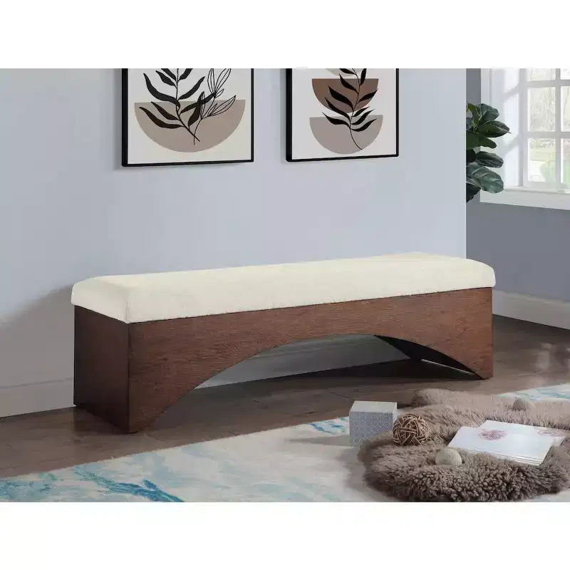 Meridian Furniture, Banc en Tissu Velours Poil Lawson