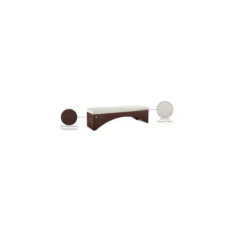 Meridian Furniture, Banc en Tissu Velours Poil Lawson