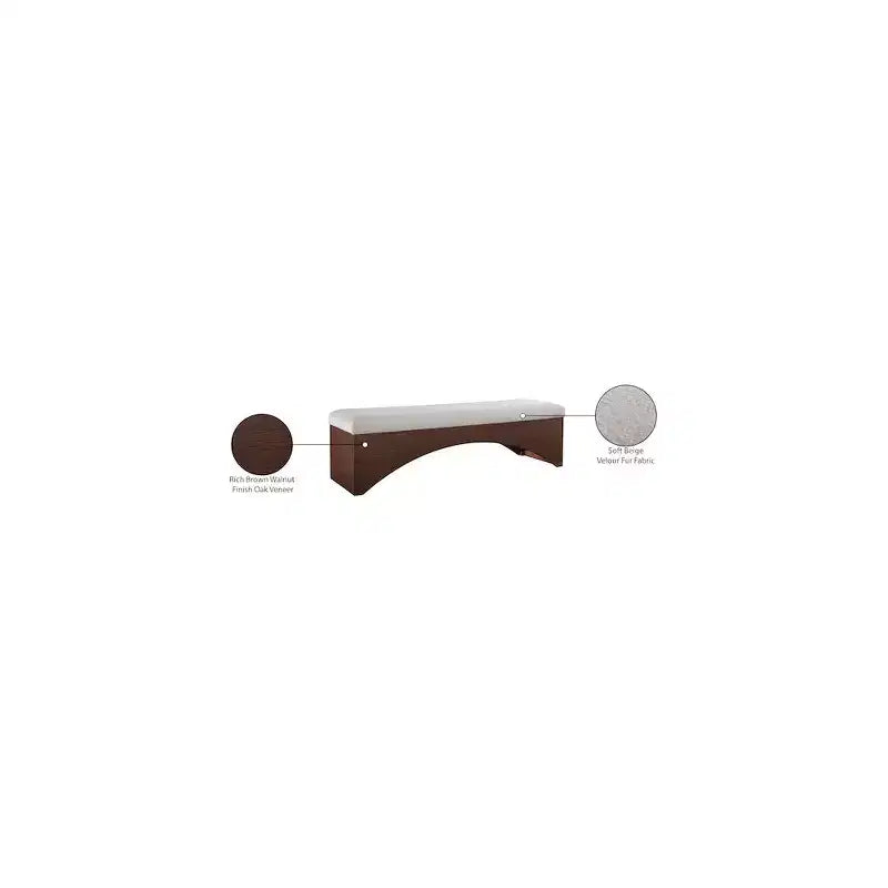 Meridian Furniture, Banc en Tissu Velours Poil Lawson