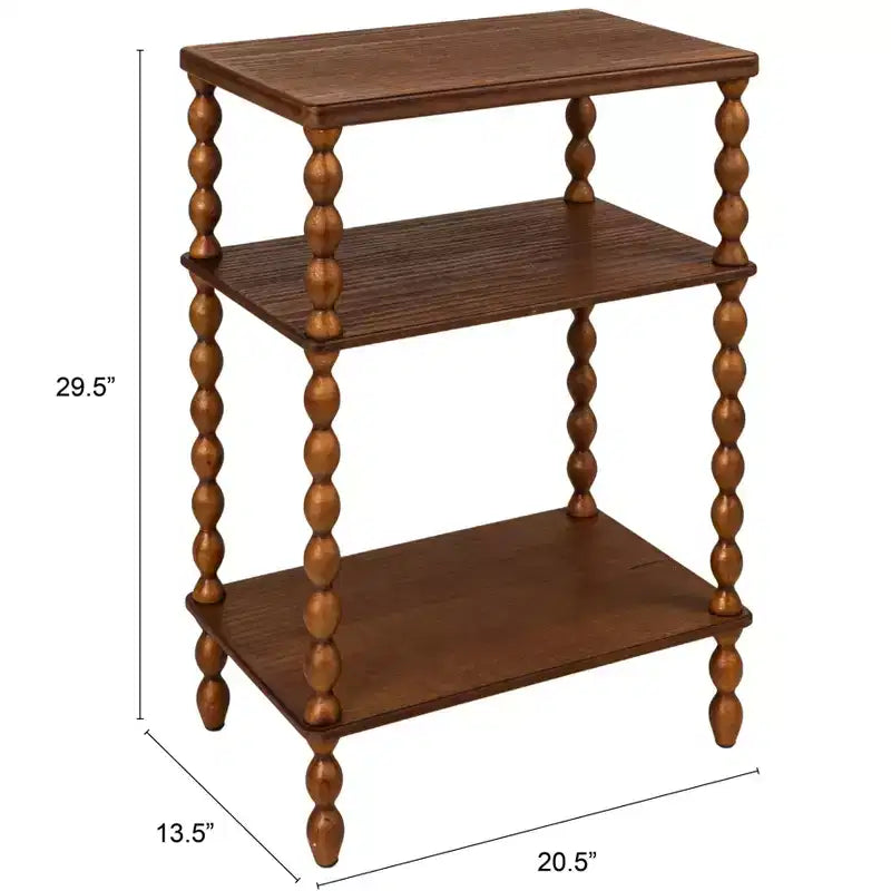 Table d'appoint rectangulaire en bois à pieds tournés