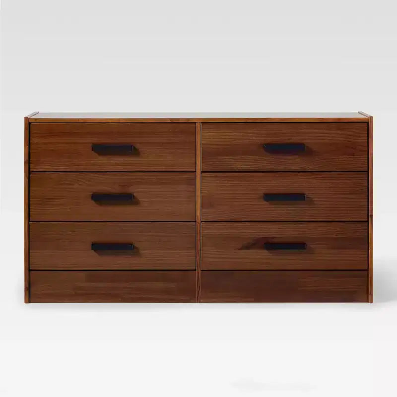 Commode à 6 tiroirs en bois massif avec poignées Walker Edison, assemblage facile