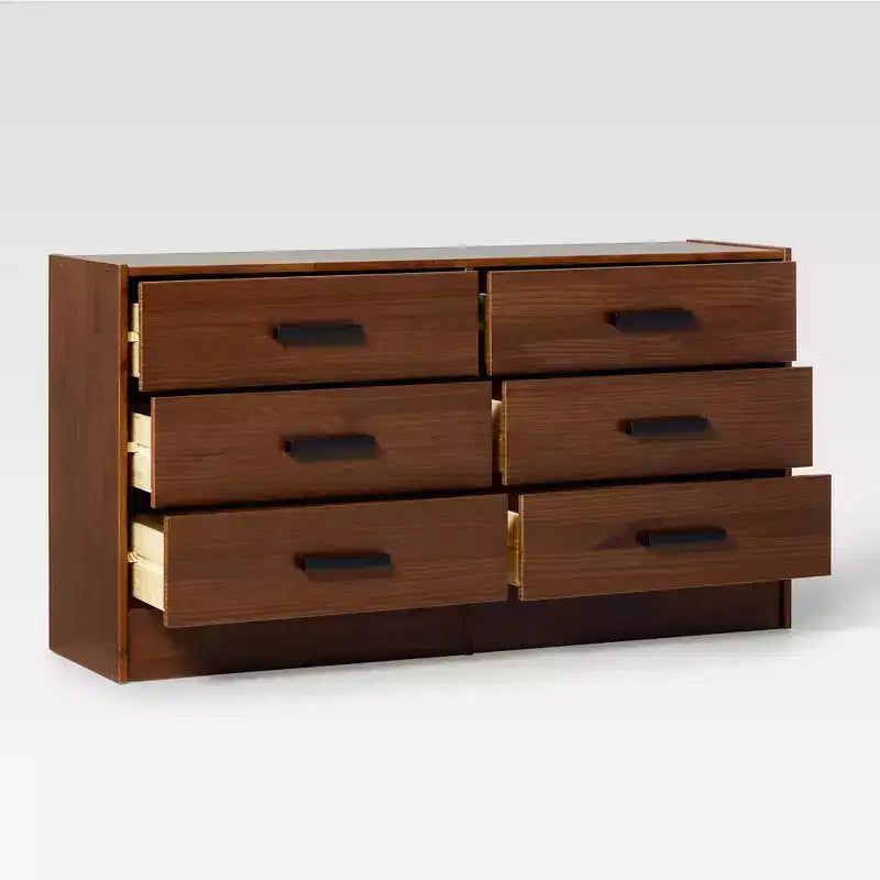 Commode à 6 tiroirs en bois massif avec poignées Walker Edison, assemblage facile