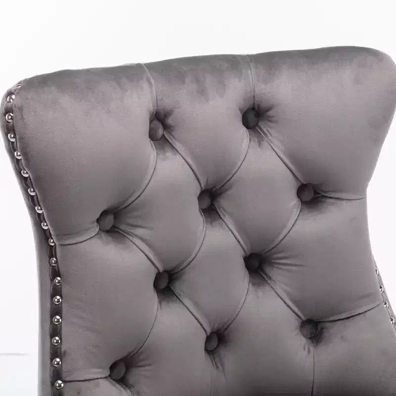 CLIHOME Lot de 2 chaises de bar, tabourets de bar contemporains recouverts de velours avec boutons touffetés et pieds en bois