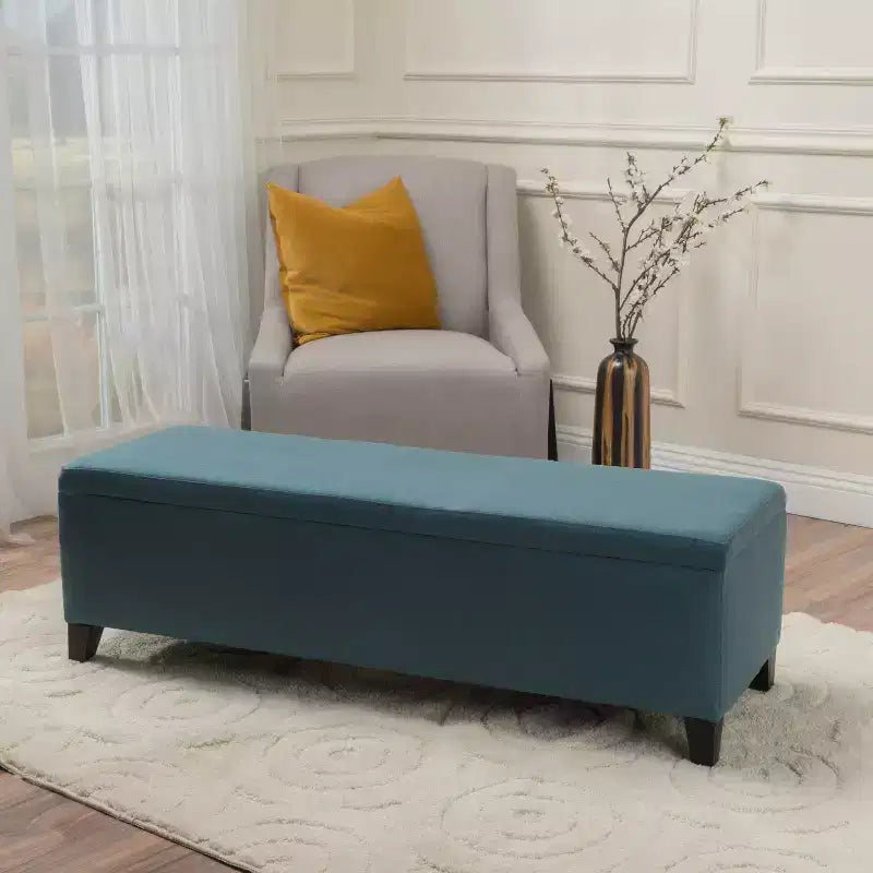 GDFStudio Carducci Contemporary Upholstered Storage Ottoman with Birch Legs