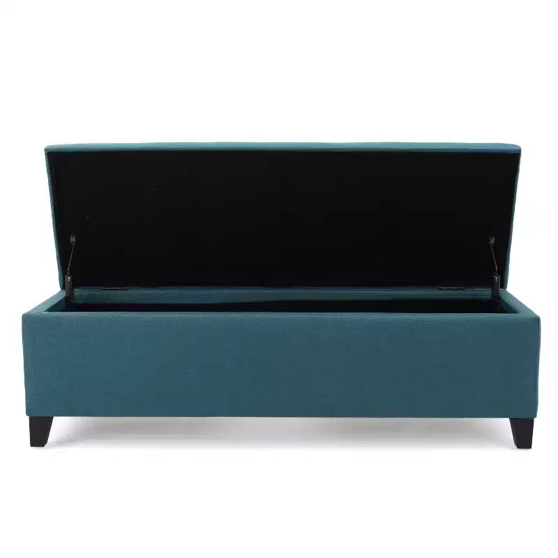Pouf de rangement contemporain Carducci en tissu GDFStudio avec pieds en bouleau