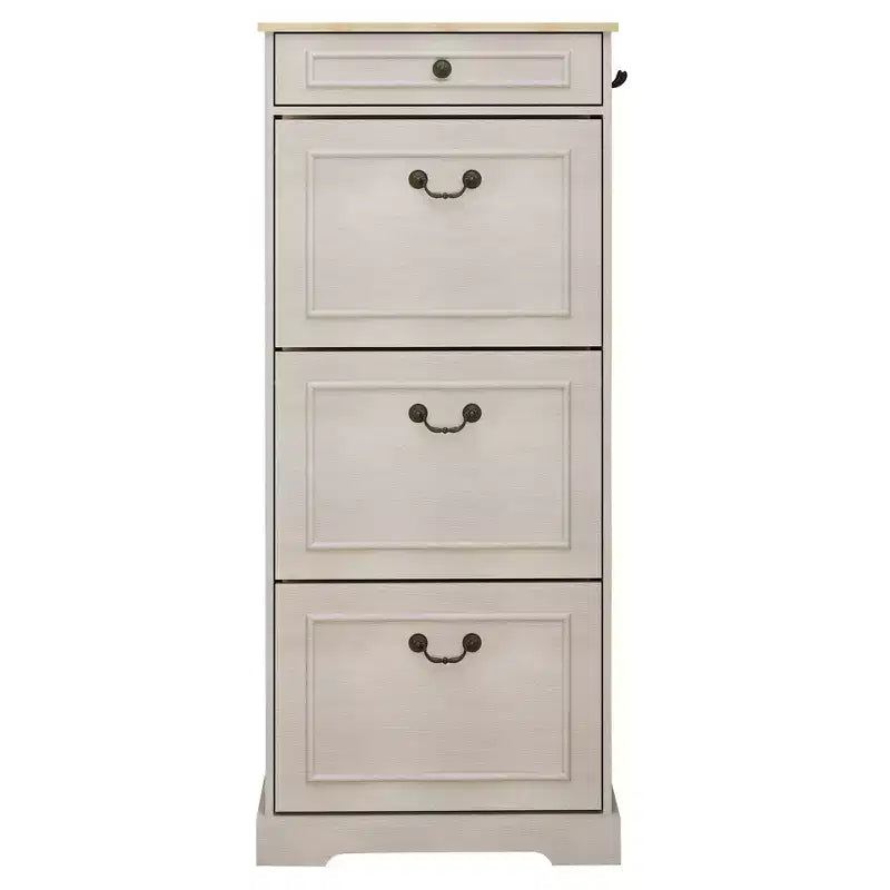 Armoire à chaussures AndMakers 48.22 po H x 20.86 po L Blanc antique avec 1 tiroir et 3 tiroirs basculants
