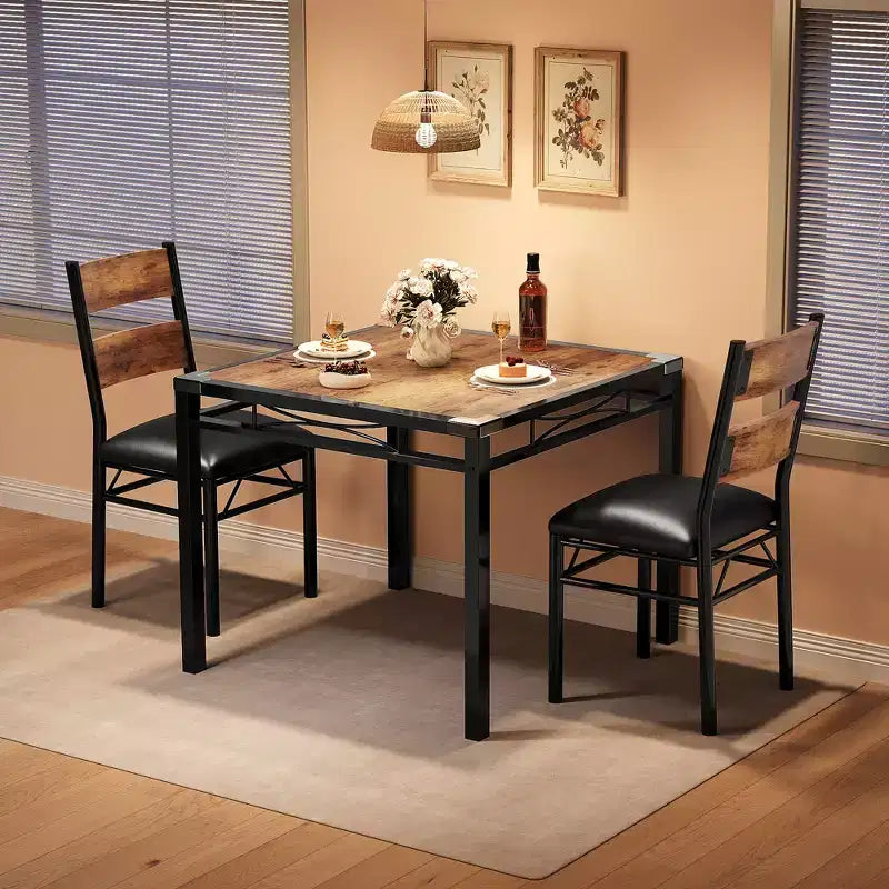 Ensemble Table et Chaises de Salle à Manger pour 4 Personnes, Table de Salle à Manger en Bois et Chaises Rembourrées (Lot de 4), pour Cuisine, Appartement