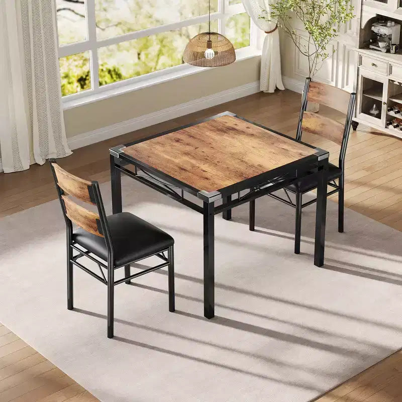 Ensemble Table et Chaises de Salle à Manger pour 4 Personnes, Table de Salle à Manger en Bois et Chaises Rembourrées (Lot de 4), pour Cuisine, Appartement