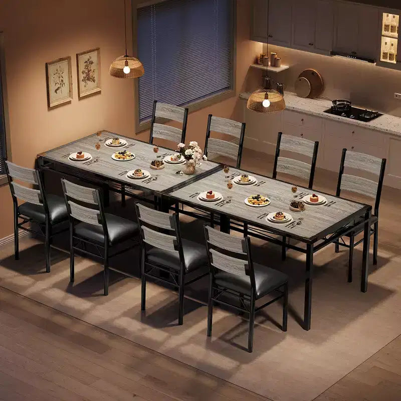 Ensemble Table et Chaises de Salle à Manger pour 4 Personnes, Table de Salle à Manger en Bois et Chaises Rembourrées (Lot de 4), pour Cuisine, Appartement