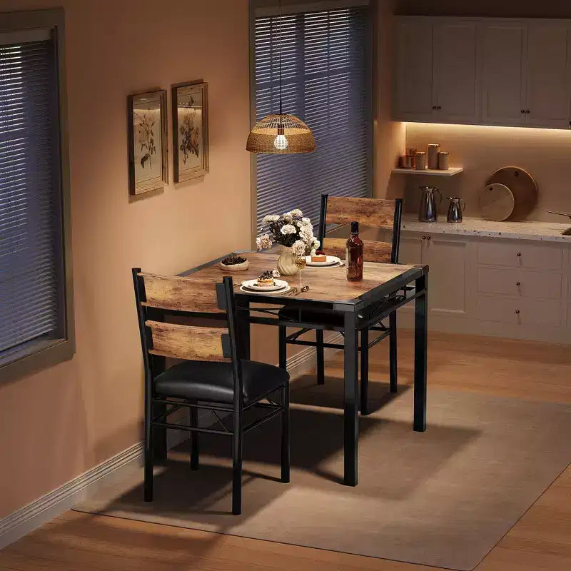 Ensemble Table et Chaises de Salle à Manger pour 4 Personnes, Table de Salle à Manger en Bois et Chaises Rembourrées (Lot de 4), pour Cuisine, Appartement