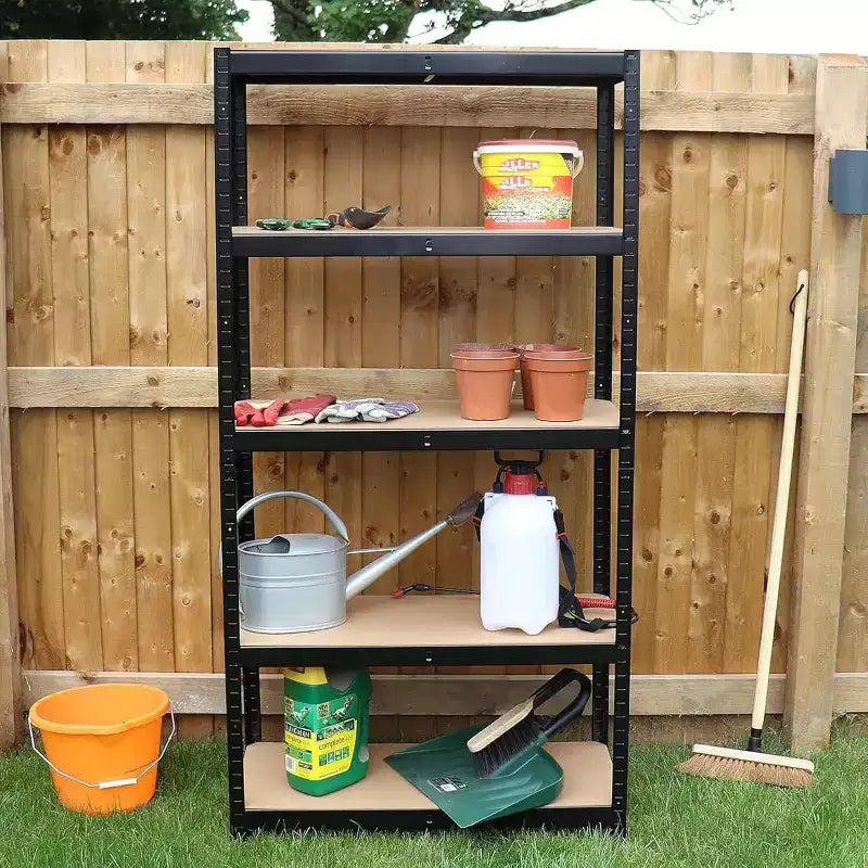 Étagère de rangement de garage Acekool robuste à 5 niveaux, réglable, en acier, unité de rayonnage de 71 pouces avec cadre en acier et étagères en MDF pour garage et entrepôt