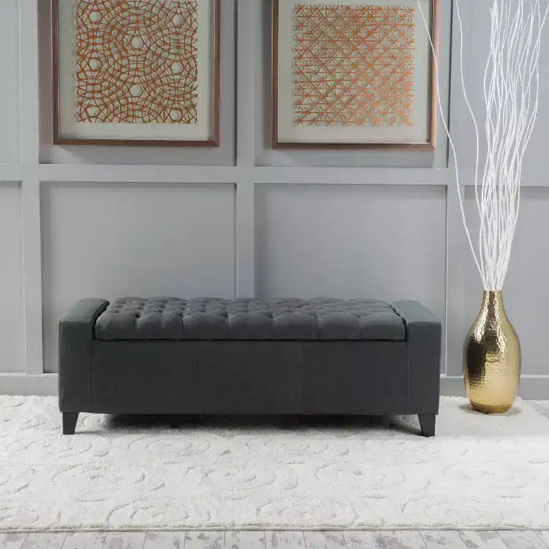TUYOHW Upholstered Bench with Soft Cushion, Modern Bench for Living Room and Bedroom, Comfortable Bench for Adults