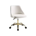 HomeRoots White and Gold Faux Leather Adjustable Height Swivel Rolling Office Chair