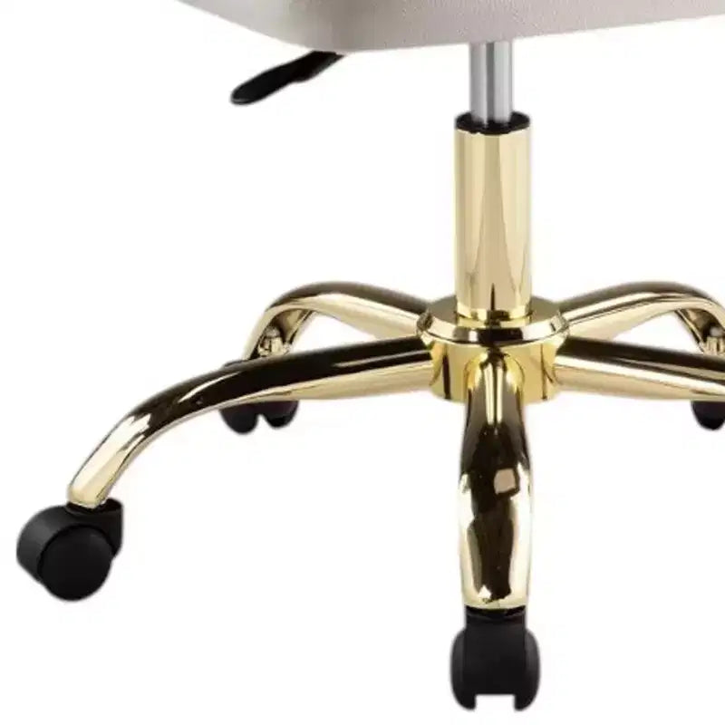 Chaise de bureau pivotante à roulettes, réglable en hauteur, en similicuir blanc et doré HomeRoots