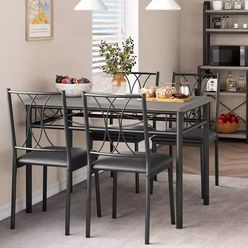 Ensemble table de salle à manger et 4 chaises, table et chaises de cuisine, ensemble table de salle à manger avec 4 chaises rembourrées, ensemble table de cuisine pour petit espace, appartement
