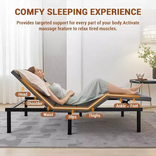 Acekool Lit réglable Queen Size - Massage et chargement USB