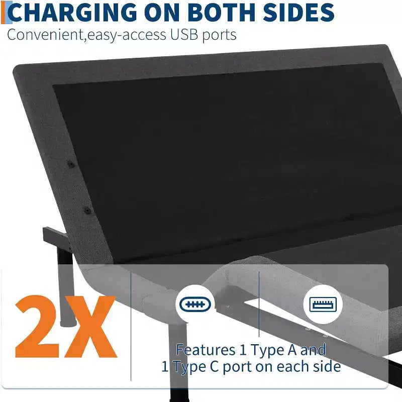 Acekool Lit réglable Queen Size - Massage et chargement USB