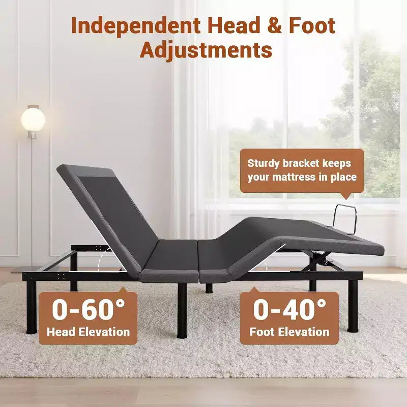 Acekool Lit réglable Queen Size - Massage et chargement USB