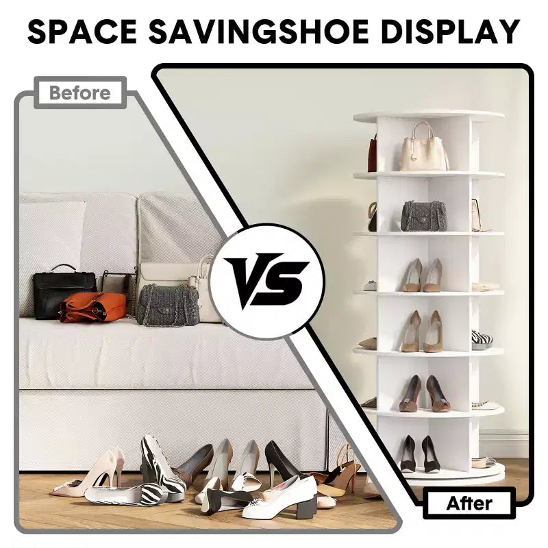 GustoWave Tour à chaussures rotative, Organisateur de chaussures pivotant à 360°, Étagère rotative, Rangement grande capacité Carrousel rond, Étagère à livres, Support de sac à main