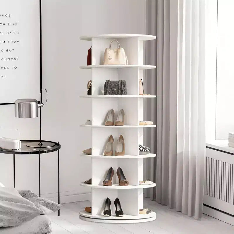 GustoWave Tour à chaussures rotative, Organisateur de chaussures pivotant à 360°, Étagère rotative, Rangement grande capacité Carrousel rond, Étagère à livres, Support de sac à main