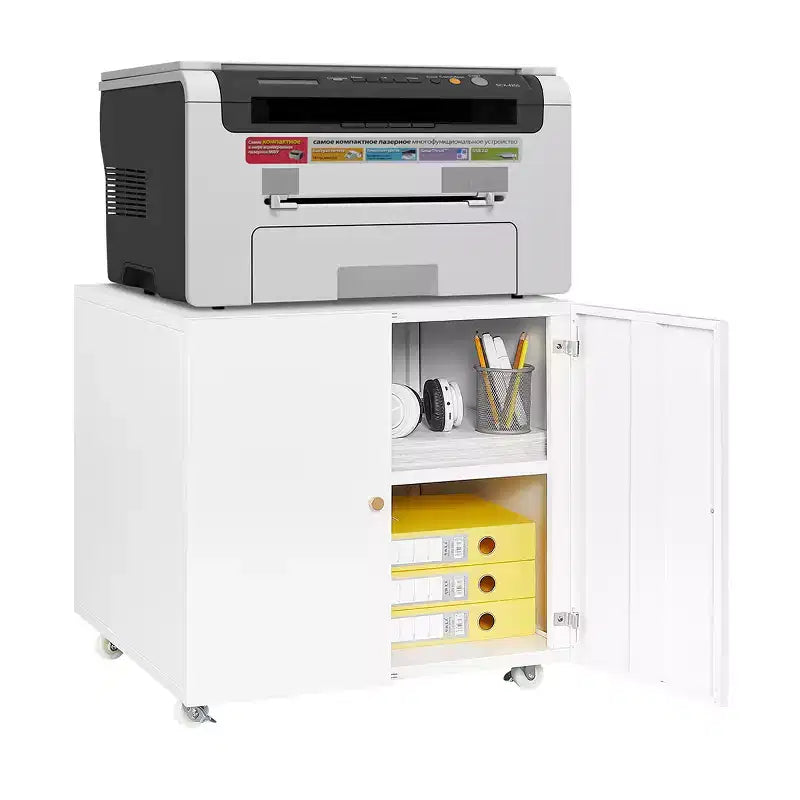 Support d'Imprimante en Métal avec Rangement, Table Roulante pour Imprimante pour Documents de Taille Lettre/Légal/A4, Meuble Classeur Mobile en Métal