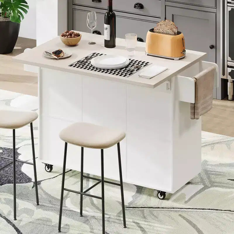Desserte de cuisine roulante CLIHOME avec poubelle intégrée, chariot de cuisine avec abattant, porte-épices, porte-serviettes et tiroir