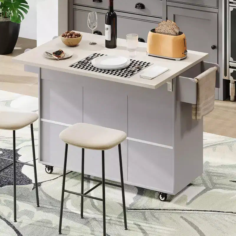 Desserte de cuisine roulante CLIHOME avec poubelle intégrée, chariot de cuisine avec abattant, porte-épices, porte-serviettes et tiroir