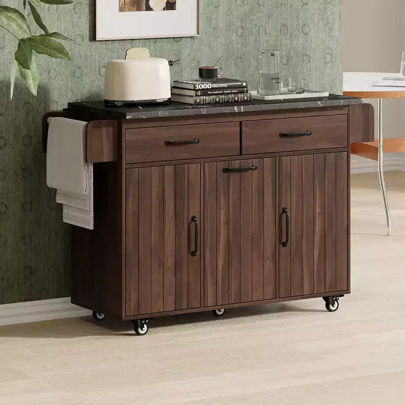 Desserte de cuisine roulante CLIHOME avec poubelle intégrée, chariot de cuisine avec abattant, porte-épices, porte-serviettes et tiroir