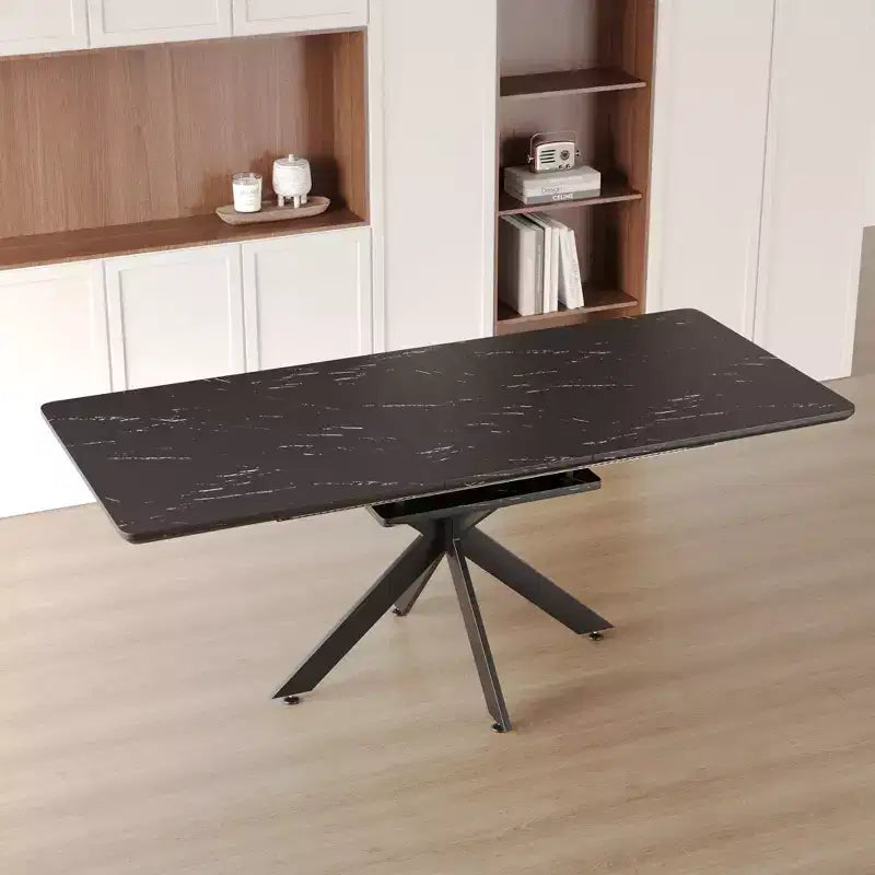 Table à manger rectangulaire extensible moderne Okak avec pieds en X, table de cuisine pour 6 à 10 personnes, pour salle de réunion, salon