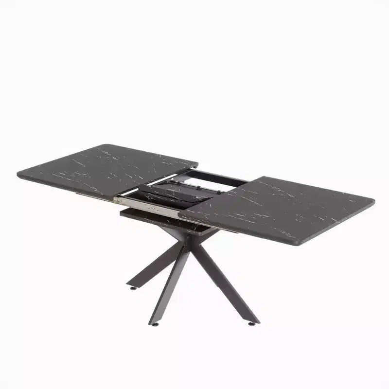 Table à manger rectangulaire extensible moderne Okak avec pieds en X, table de cuisine pour 6 à 10 personnes, pour salle de réunion, salon