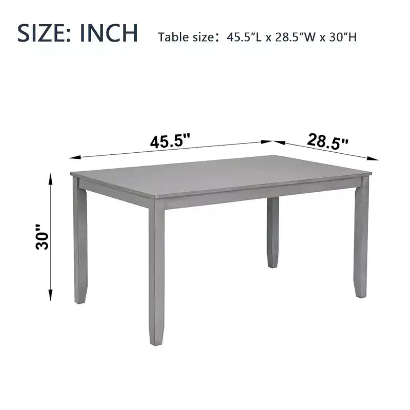 Table à manger Okak 45,5/34,5 pouces en bois, rectangulaire, table de cuisine pour 4 personnes, pour salon, salle de réunion, petit espace, gris
