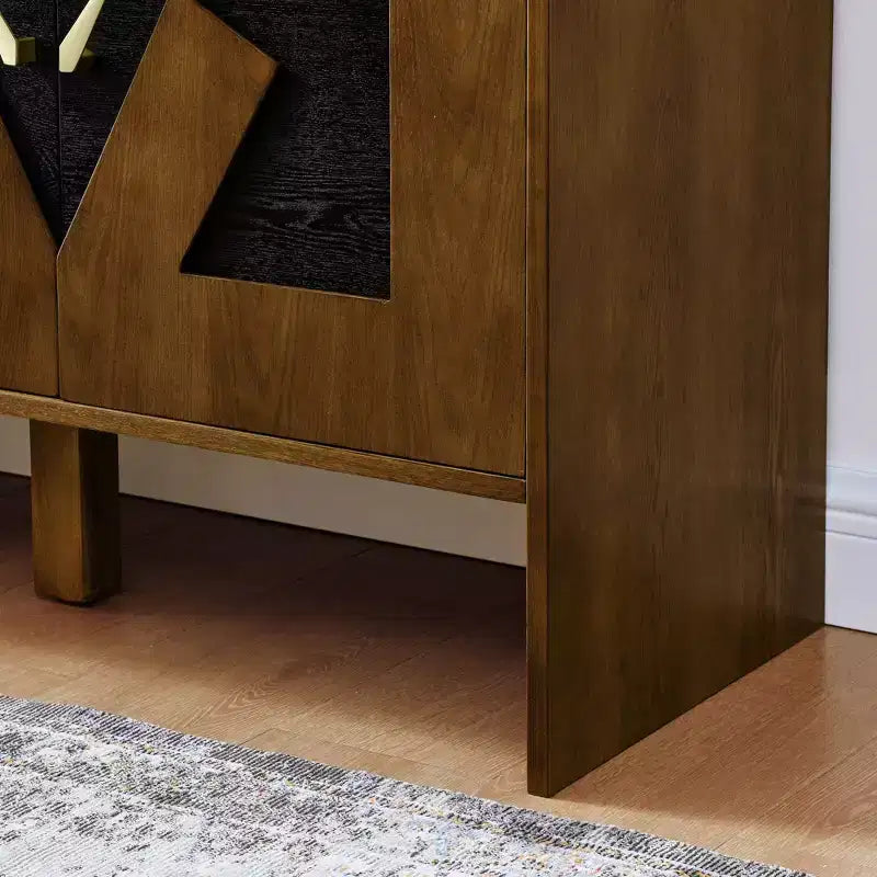 Buffet moderne Okak avec rangement, enfilade cannelée avec motif géométrique et étagères réglables pour entrée/cuisine/salle à manger