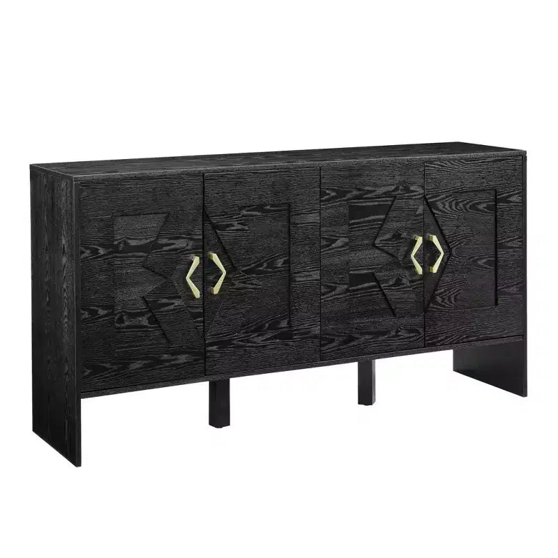 Buffet moderne Okak avec rangement, enfilade cannelée avec motif géométrique et étagères réglables pour entrée/cuisine/salle à manger