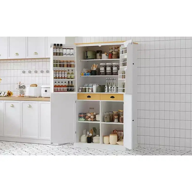 Meuble haut de salle à manger autoportant Okak Modern 71.3 avec rangement, 2 étagères réglables, 8 étagères de porte pour cuisine ou salon