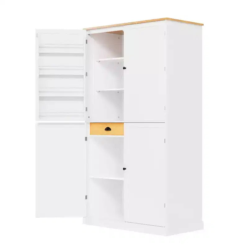 Meuble haut de salle à manger autoportant Okak Modern 71.3 avec rangement, 2 étagères réglables, 8 étagères de porte pour cuisine ou salon