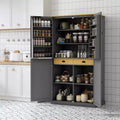 Meuble haut de salle à manger autoportant Okak Modern 71.3 avec rangement, 2 étagères réglables, 8 étagères de porte pour cuisine ou salon