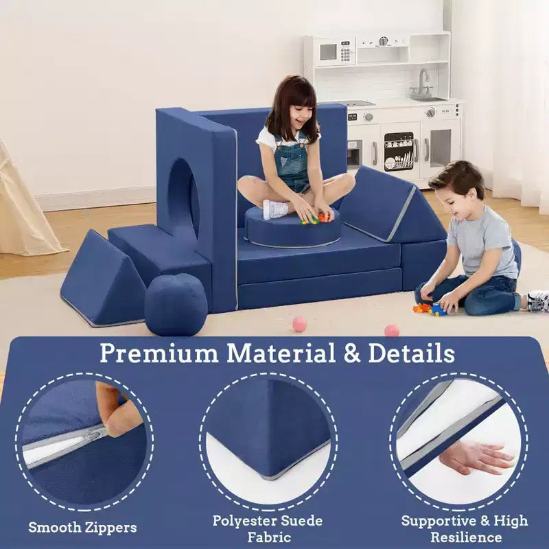 Canapé pour enfants TROPOW, canapé pour enfants 12 pièces Nugget pour salle de jeux, canapé modulaire pour tout-petits, canapé sectionnel convertible en mousse pour enfants