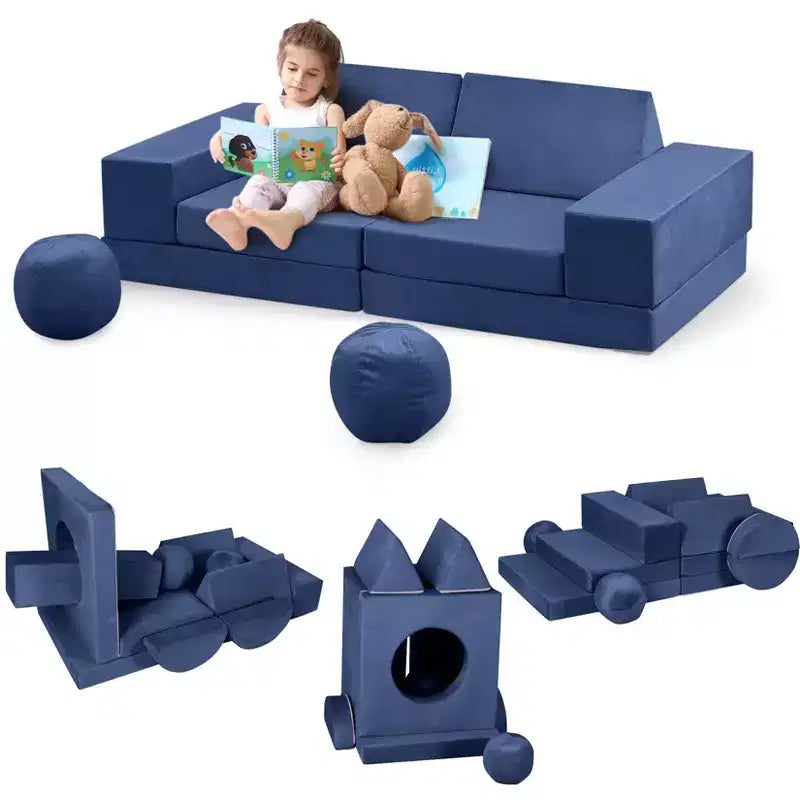Canapé pour enfants TROPOW, canapé pour enfants 12 pièces Nugget pour salle de jeux, canapé modulaire pour tout-petits, canapé sectionnel convertible en mousse pour enfants