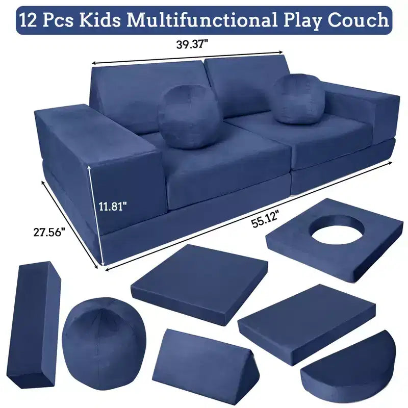 Canapé pour enfants TROPOW, canapé pour enfants 12 pièces Nugget pour salle de jeux, canapé modulaire pour tout-petits, canapé sectionnel convertible en mousse pour enfants