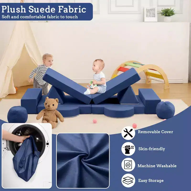 Canapé pour enfants TROPOW, canapé pour enfants 12 pièces Nugget pour salle de jeux, canapé modulaire pour tout-petits, canapé sectionnel convertible en mousse pour enfants