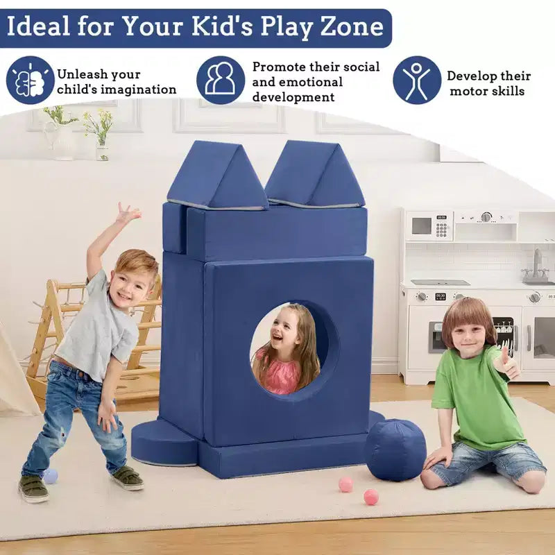 Canapé pour enfants TROPOW, canapé pour enfants 12 pièces Nugget pour salle de jeux, canapé modulaire pour tout-petits, canapé sectionnel convertible en mousse pour enfants