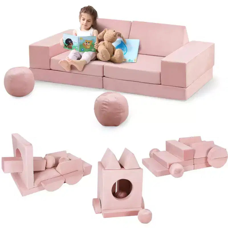 Canapé pour enfants TROPOW, canapé pour enfants 12 pièces Nugget pour salle de jeux, canapé modulaire pour tout-petits, canapé sectionnel convertible en mousse pour enfants