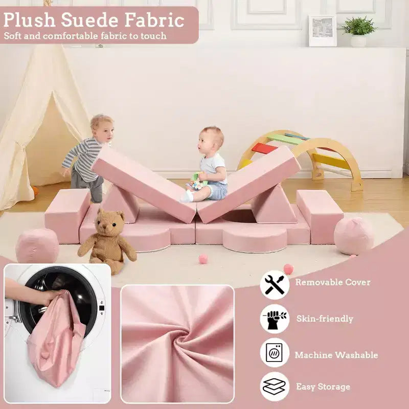 Canapé pour enfants TROPOW, canapé pour enfants 12 pièces Nugget pour salle de jeux, canapé modulaire pour tout-petits, canapé sectionnel convertible en mousse pour enfants
