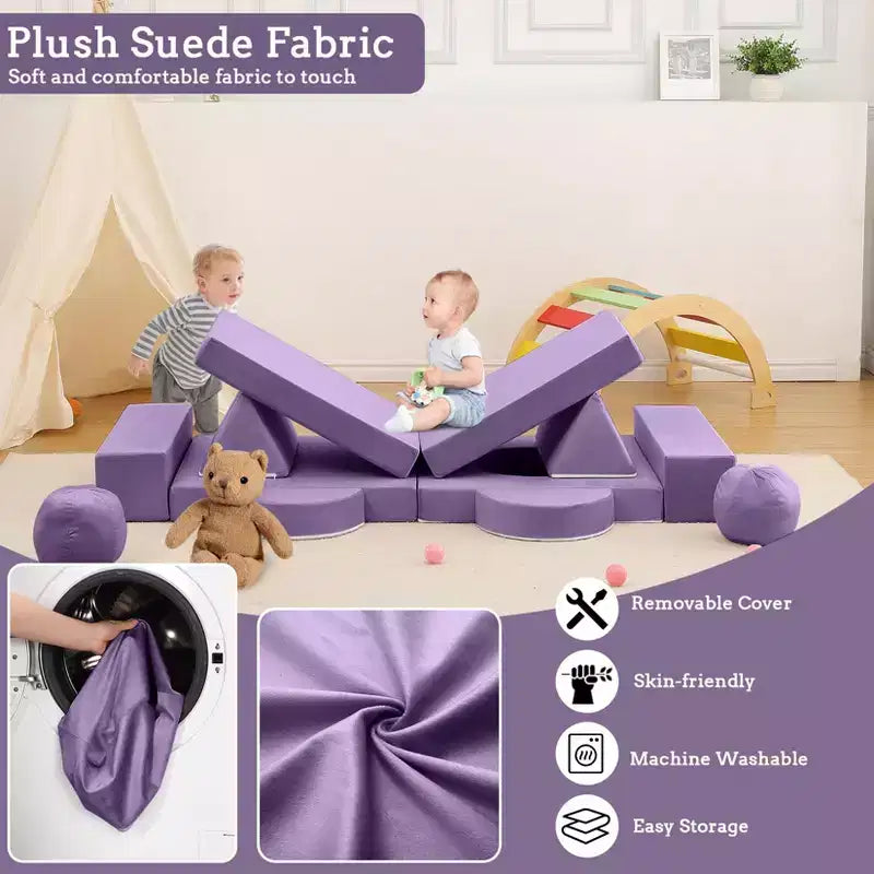 Canapé pour enfants TROPOW, canapé pour enfants 12 pièces Nugget pour salle de jeux, canapé modulaire pour tout-petits, canapé sectionnel convertible en mousse pour enfants