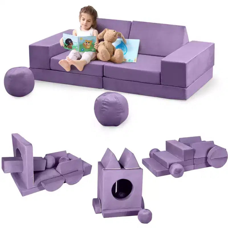 Canapé pour enfants TROPOW, canapé pour enfants 12 pièces Nugget pour salle de jeux, canapé modulaire pour tout-petits, canapé sectionnel convertible en mousse pour enfants