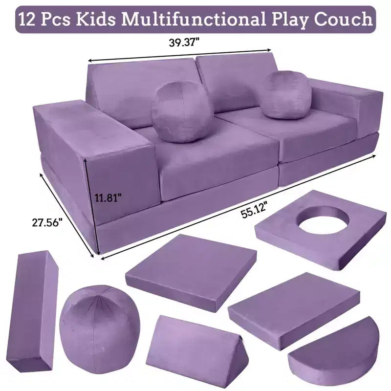 Canapé pour enfants TROPOW, canapé pour enfants 12 pièces Nugget pour salle de jeux, canapé modulaire pour tout-petits, canapé sectionnel convertible en mousse pour enfants