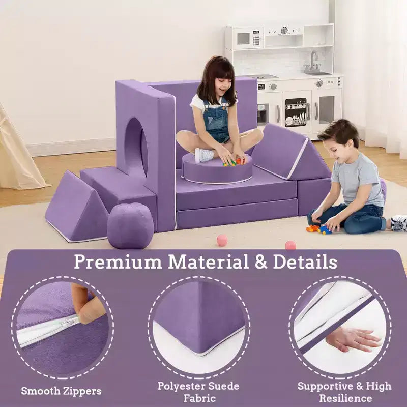 Canapé pour enfants TROPOW, canapé pour enfants 12 pièces Nugget pour salle de jeux, canapé modulaire pour tout-petits, canapé sectionnel convertible en mousse pour enfants