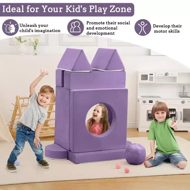 Canapé pour enfants TROPOW, canapé pour enfants 12 pièces Nugget pour salle de jeux, canapé modulaire pour tout-petits, canapé sectionnel convertible en mousse pour enfants