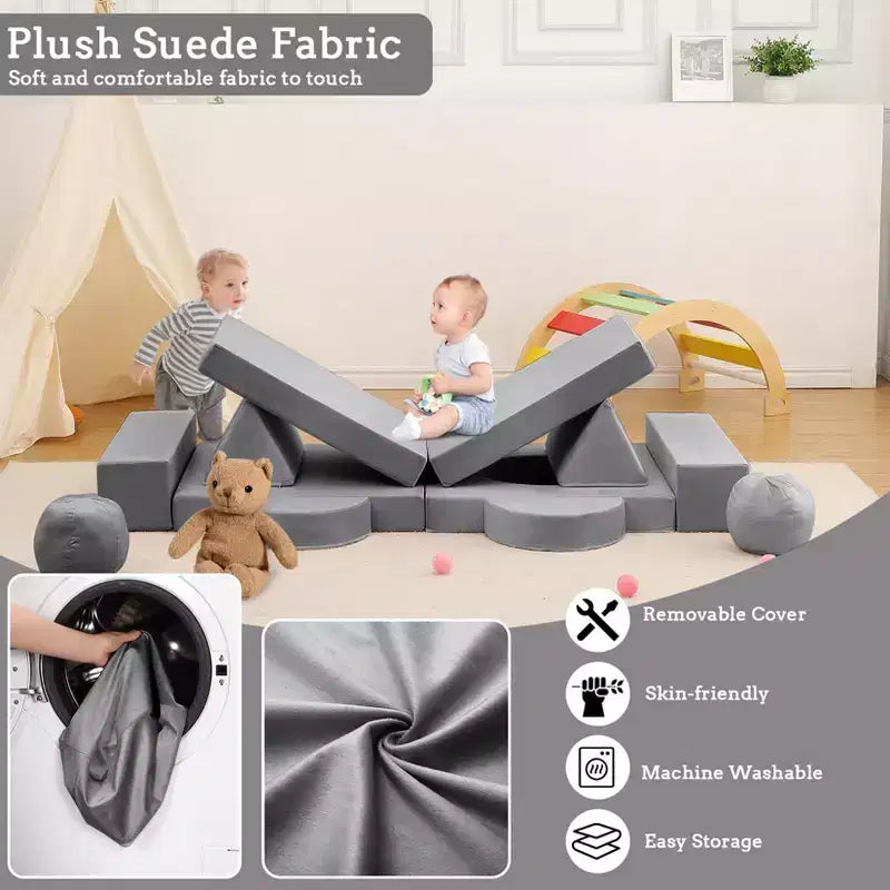 Canapé pour enfants TROPOW, canapé pour enfants 12 pièces Nugget pour salle de jeux, canapé modulaire pour tout-petits, canapé sectionnel convertible en mousse pour enfants